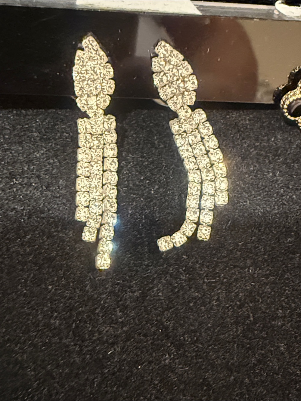 Crystal Cascade Drop Earrings in Gold Tone